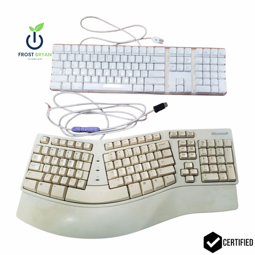Classic Keyboard Lot - Microsoft Natural Elite + Apple Model A1048 - Tested Good - 第 1/5 張圖片
