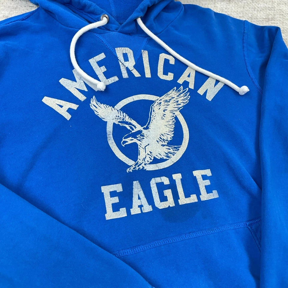 Sudadera con Capucha Y2K American Eagle De Colección Hombres XL Azul Sudadera Años 2000 Desteñida AE77 Pájaro * Foto 3 de 4