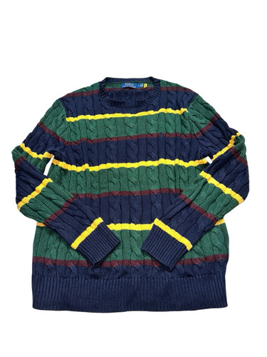 Polo Ralph Lauren Herren M Roving Zopfmuster Repo Streifen Pullover Baumwollpullover