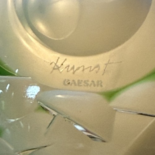 Caesar Bohemiae Crystal Masterwork Signed KUNST Green Chestnut Bowl 5.5” NIB - Picture 5 of 6