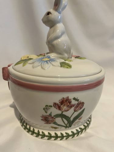 Portmeirion Botanic Garden Terrace Figural Bunny Rabbit Cookie Box &Lid RARE Jar - Picture 16 of 16