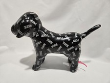Victoria's Secret Pink Stuffed Dog Large Black White Puppy Limited Edition Logo