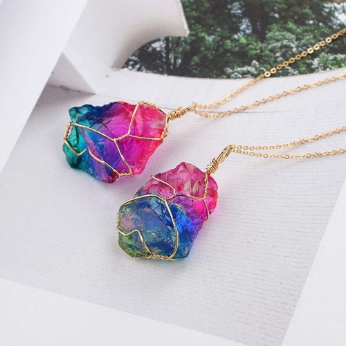 Natural Crystal Pendant Necklace for Women Long Necklaces - Picture 5 of 7