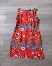Dorothy Perkins Red Floral Shift Dress Tunic Party Holiday Boho Retro UK10