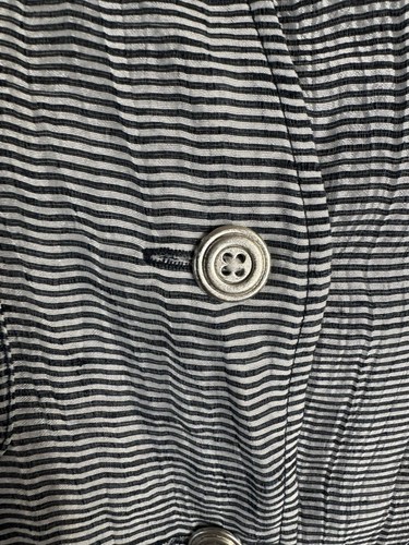 Veste légère en lin péplum boutonnée rayée gris transparent Chico's taille L - Photo 6 sur 7