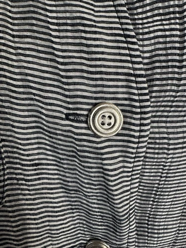 Chico's Sheer Gray Striped Button Up Peplum Lightweight Linen Jacket size Large - Picture 6 of 7