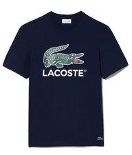 Mens Lacoste Crocodile Logo Graphic T-Shirt Lrg Navy Blue