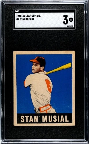 💥 Stan Musial 1948 Leaf #4 St Louis Cardinals HOF Rookie SGC 3