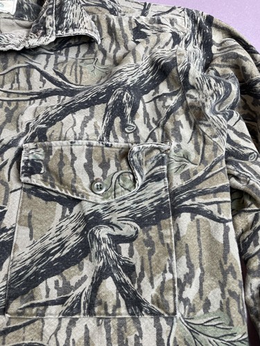 Vintage Mossy Oak Shirt Mens Medium Camou TREESTAND BARK Made USA 90s - Picture 6 of 14