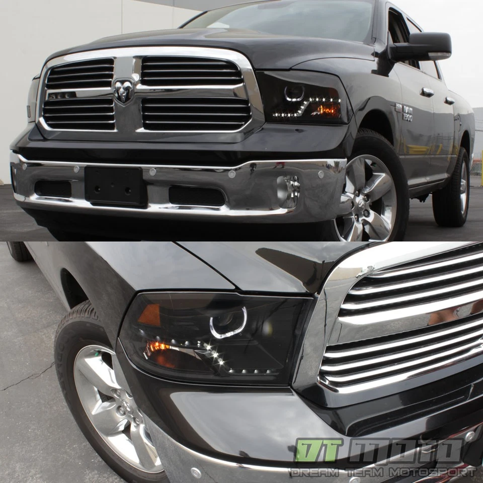 Faros proyectores halo LED SMD Black Smoke 2009-2018 Dodge Ram 1500 2500 3500 Foto 3 de 4