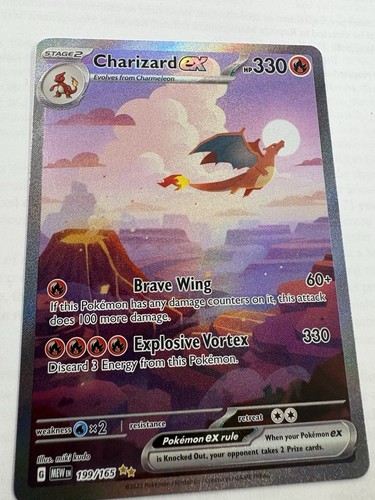 Charizard EX Full Art Holo Karte 199/165 Scarlet & Violet 151 Serie