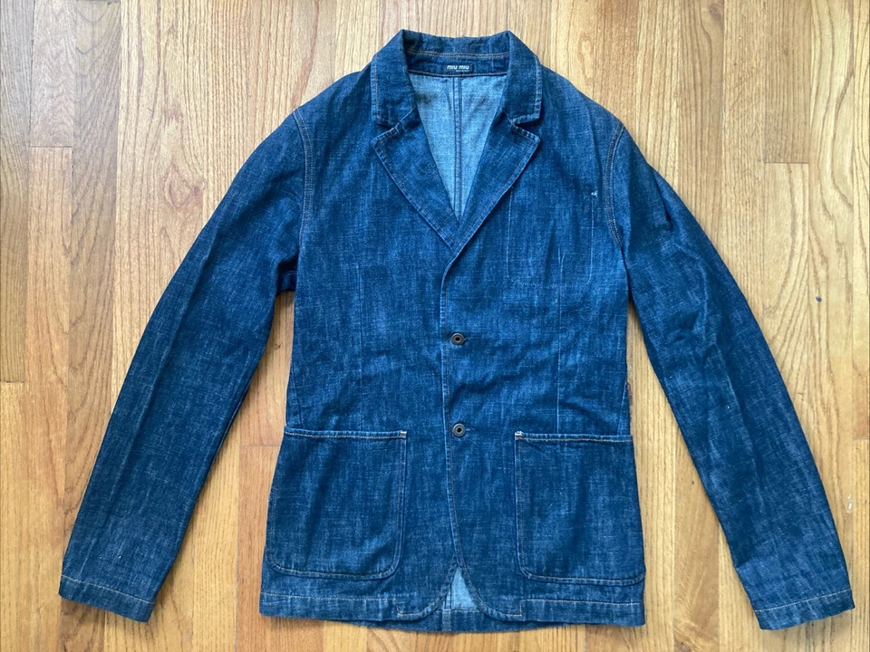 Miu Miu PRADA - 男式牛仔修身运动外套/西装外套 - 48 码 IT — 第 3/4 张图片