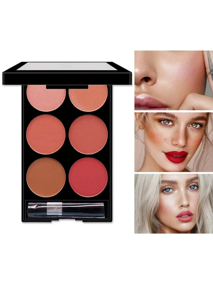 Blush Palette 6 Farben Rouge Make-up Set V-Face Beauty Looks mit Pinsel - Bild 2 von 3