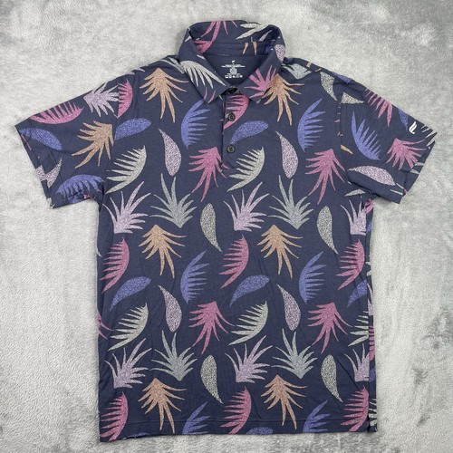 Camisa Fabletics Para Hombre Mediana Azul Polo Estampado Floral Rendimiento Golf Resort Yate - Imagen 2 de 8