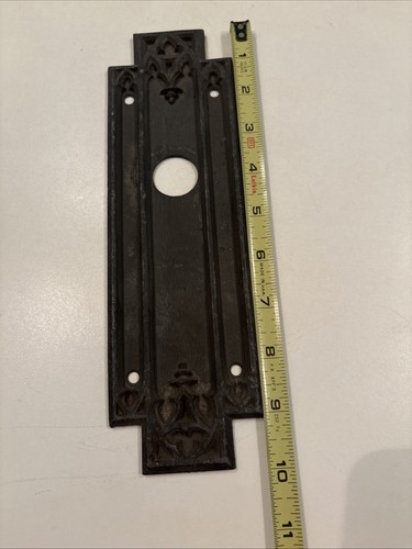 Antique / Vintage Ornate Cast Iron Door Knob Back Plate Door 10 X 3 - Picture 5 of 6
