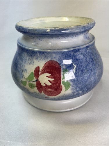 Adams Rose British Spatterware Spongeware Antique Lidded Sugar Dish - Picture 19 of 22