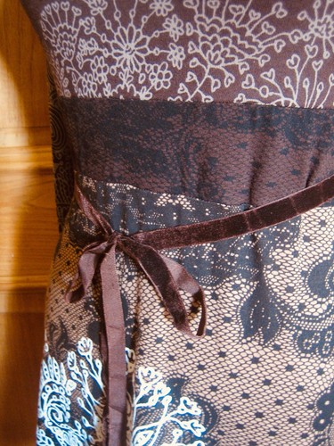 Iconic Patterned Floral Brown Pink Cotton Jersey DESIGUAL Tie Waist Dress - S - Picture 10 of 15