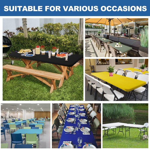 Passende Tischdecke für 8 Fuß Rechteck Tische - 4er Pack Gelb Elastisch Outdoor P... - Bild 4 von 9