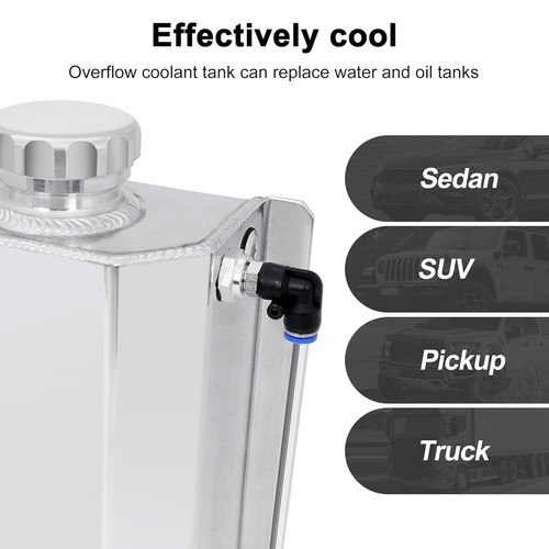 Universal 2L Aluminum Coolant Radiator Overflow Reservoir Expansion Tank NEW - Picture 4 of 11