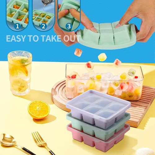 3Pcs Ice Cube Tray,Easy-Release Silicone Large Ice Moulds with Removeable Lids - Picture 5 of 11