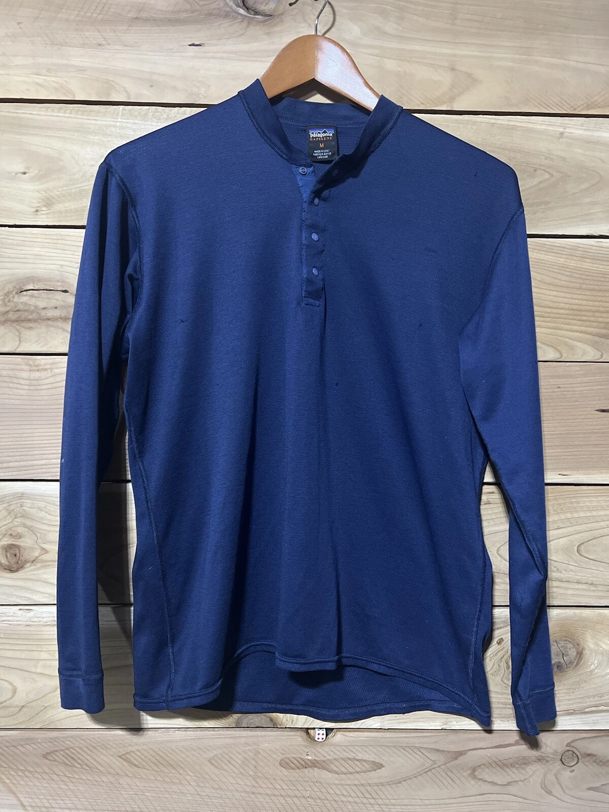 VTG 80s Patagonia Capilene Base Layer 4 Snap Henley Top Made In USA Size M