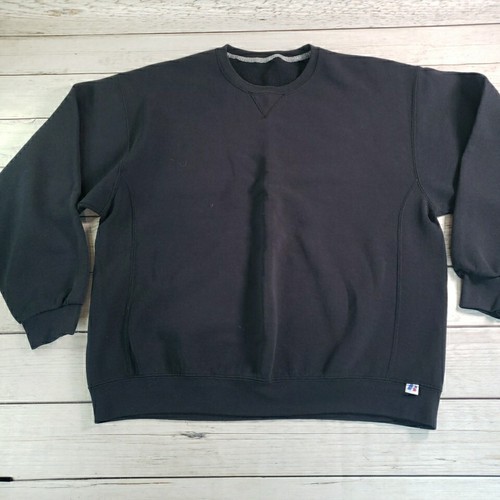 Sudadera Atlética Russell Vintage Adulto Extra Grande Negra Lisa Años 90 Pullover - Imagen 1 de 7
