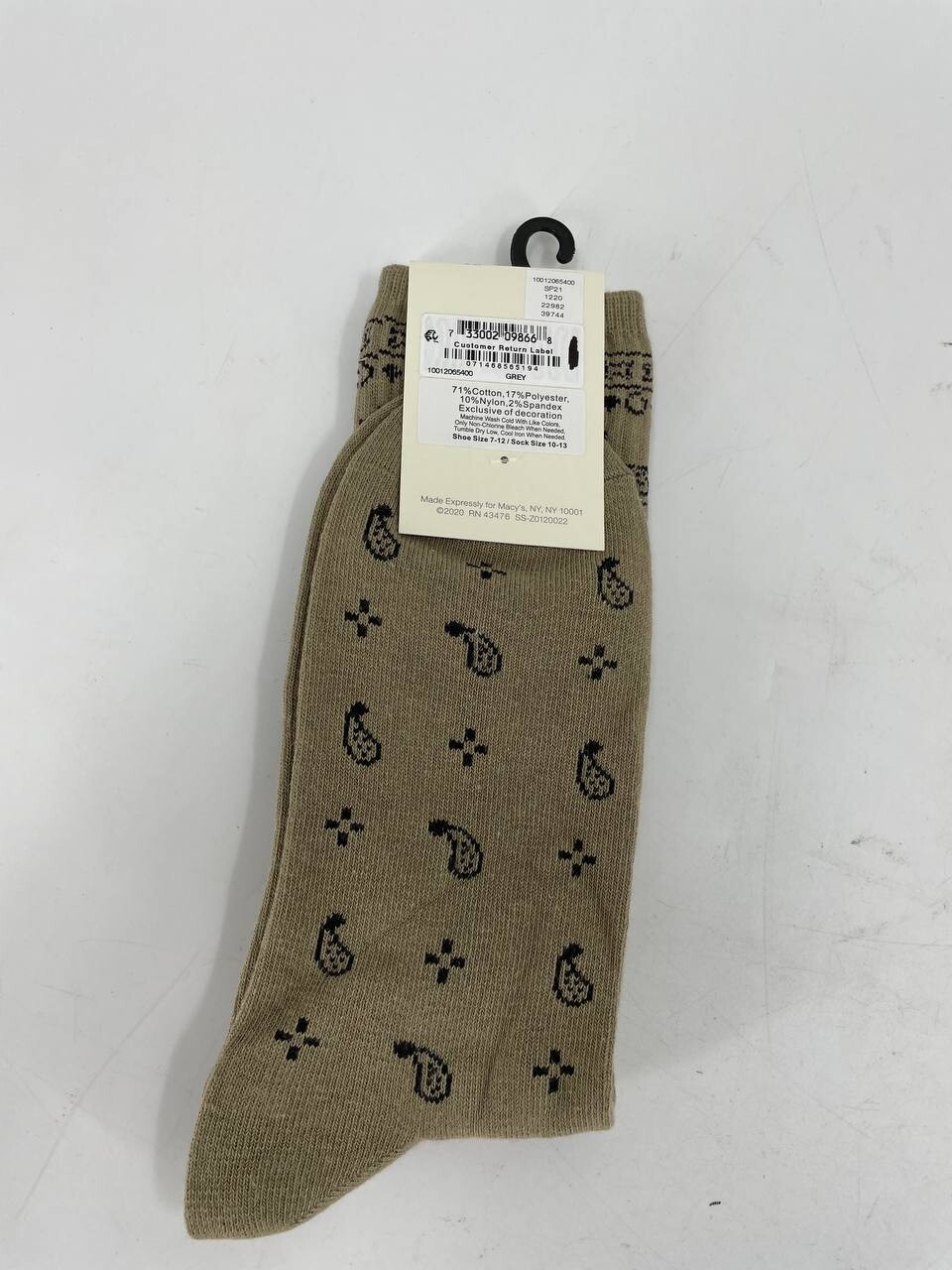 SUN + STONE 5Pk. Men's BandanaPrint Crew Socks, size 1013, sock size