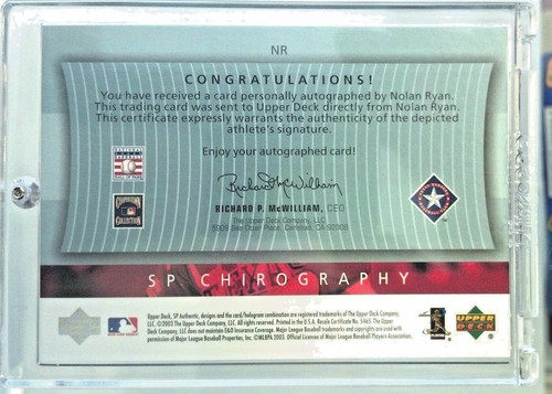 2003 SP AUTHENTIC CHIROGRAPHY HALL OF FAMERS #NR NOLAN RYAN 011/170 - Picture 11 of 12