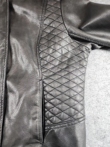 Mo-Ka by Santa Fe Women's XL Black Meriam Knit Hood Faux Leather Biker Jacket - Picture 12 of 15