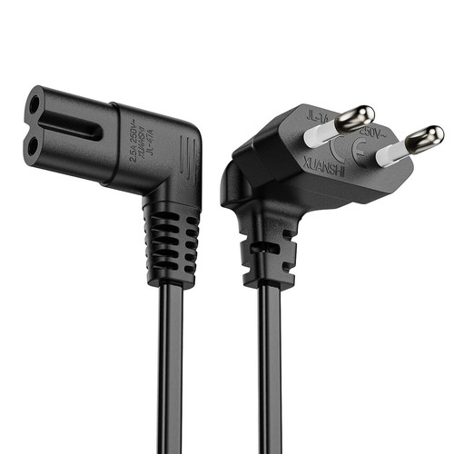 Stromkabel Winkel Netzkabel Euro-Stecker 90° auf C7 IEC-Buchse 90° schwarz weiß - Bild 4 von 11
