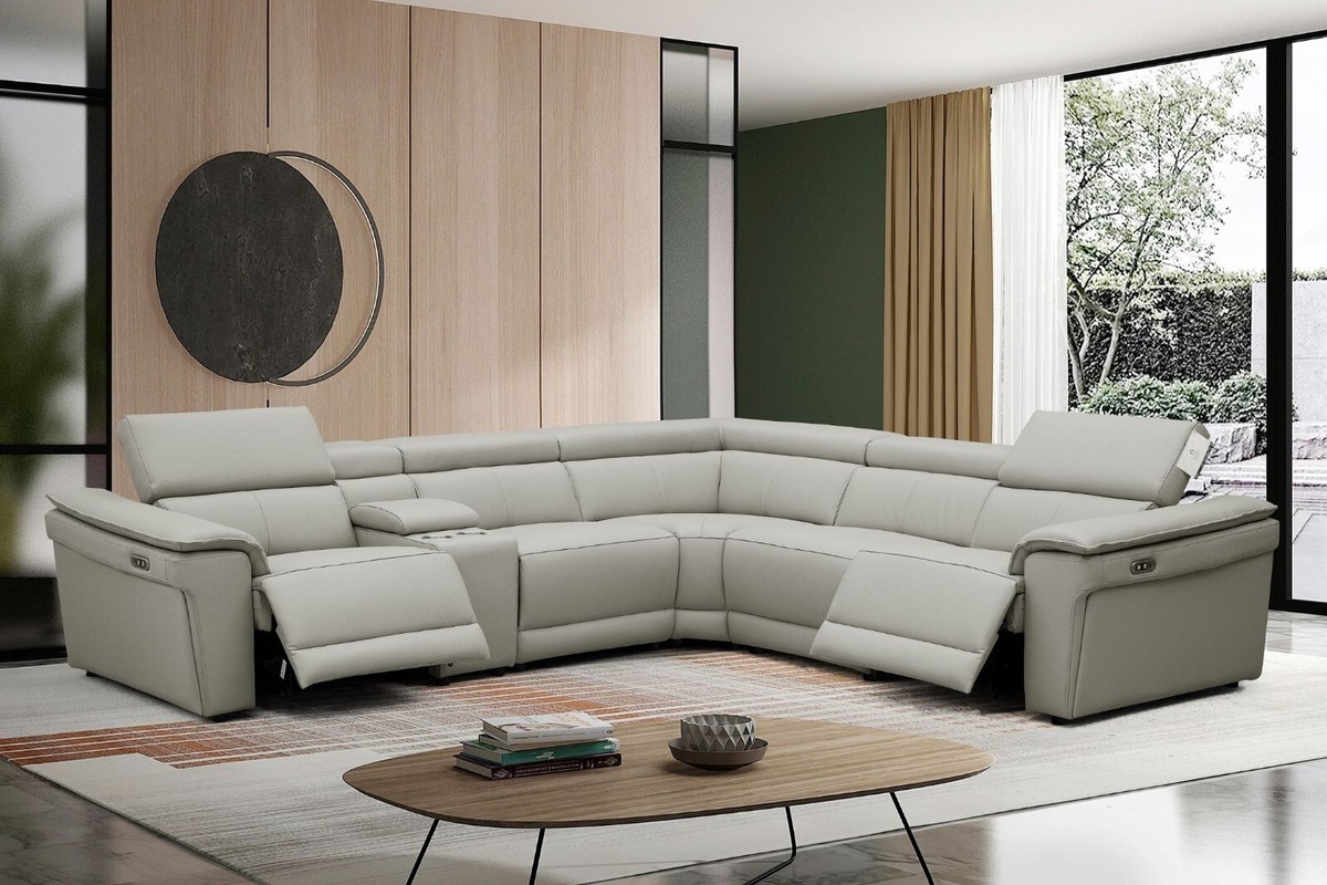 Modern leather reclining sectional sale