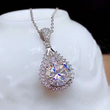 New Luxury Shinny White Topaz Round Cut Gemstone Women Jewelry Necklace Pendants