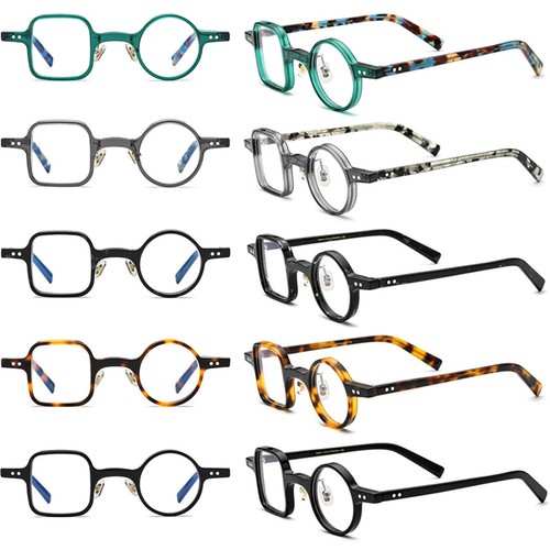 Retro Eyeglass Frames Acetate Round Square Glasses Frame Mens Womens Rx-able - Picture 2 of 22