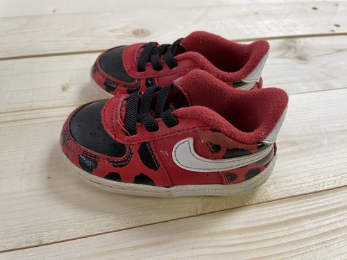 Nike Force 1 Crib SE Lady Bug Red Black Infant Toddler Shoes Sz 4c * CZ2644-600 - Picture 1 of 4