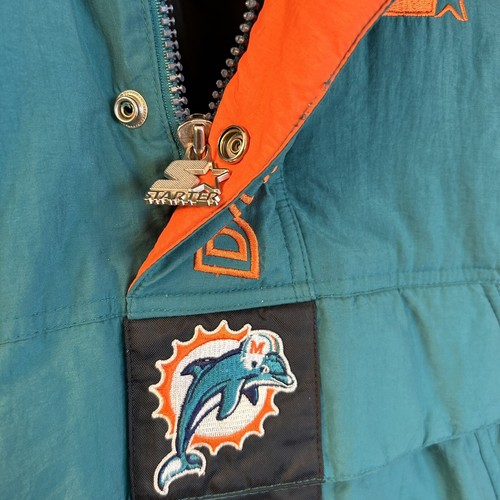 VTG Miami Dolphins NFL Youth S Starter Proline 1/2 Zip Pullover Puffer Jacket - Picture 10 of 14