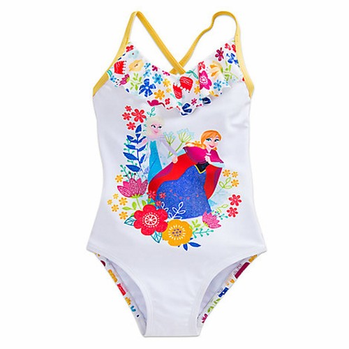 Disney Store Frozen Deluxe Swimsuit Anna Elsa Princess Ruffle Girls Swimwear NEW - Picture 15 of 20