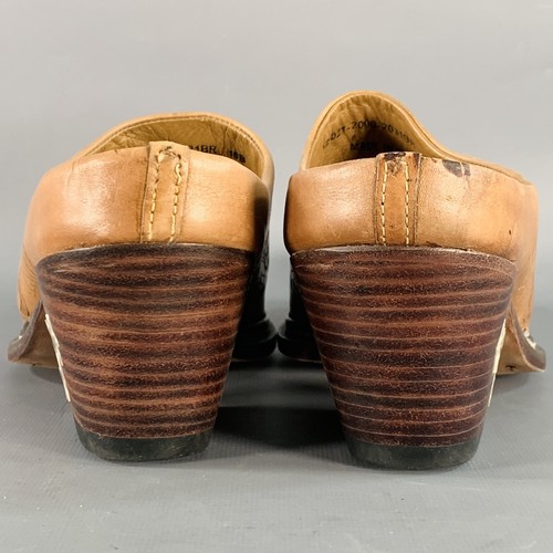 STETSON Size 10 Camel Embossed Leather Western Mules Pumps - Picture 3 of 9