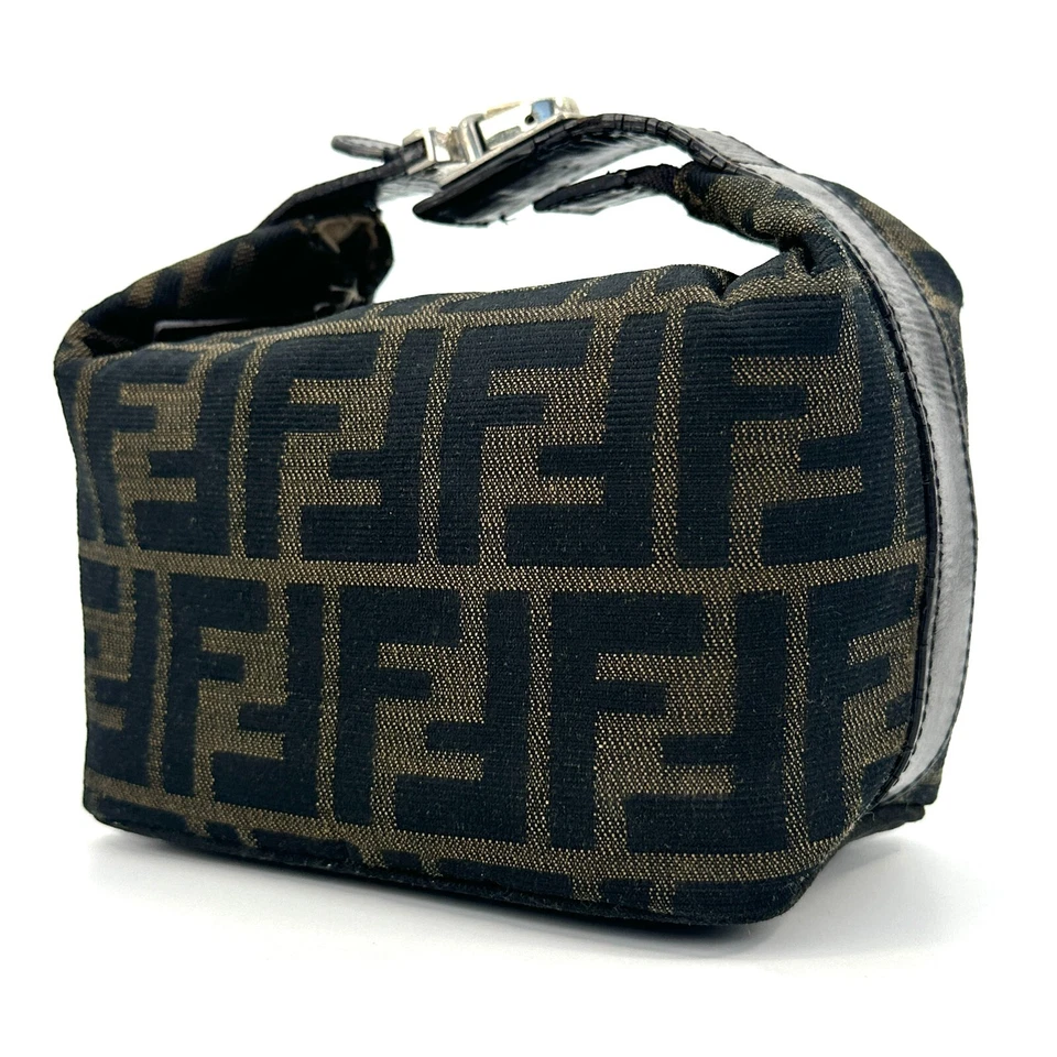 FENDI Zucca Brown Vanity Bag Pouch Nylon Authentic F05-0160 - Image 2 of 4