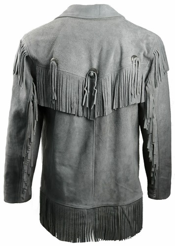 Men's Cognac, Brown, Beige, Gray Suede Leather Fringes Western Jacket WFJ41 - Picture 11 of 20