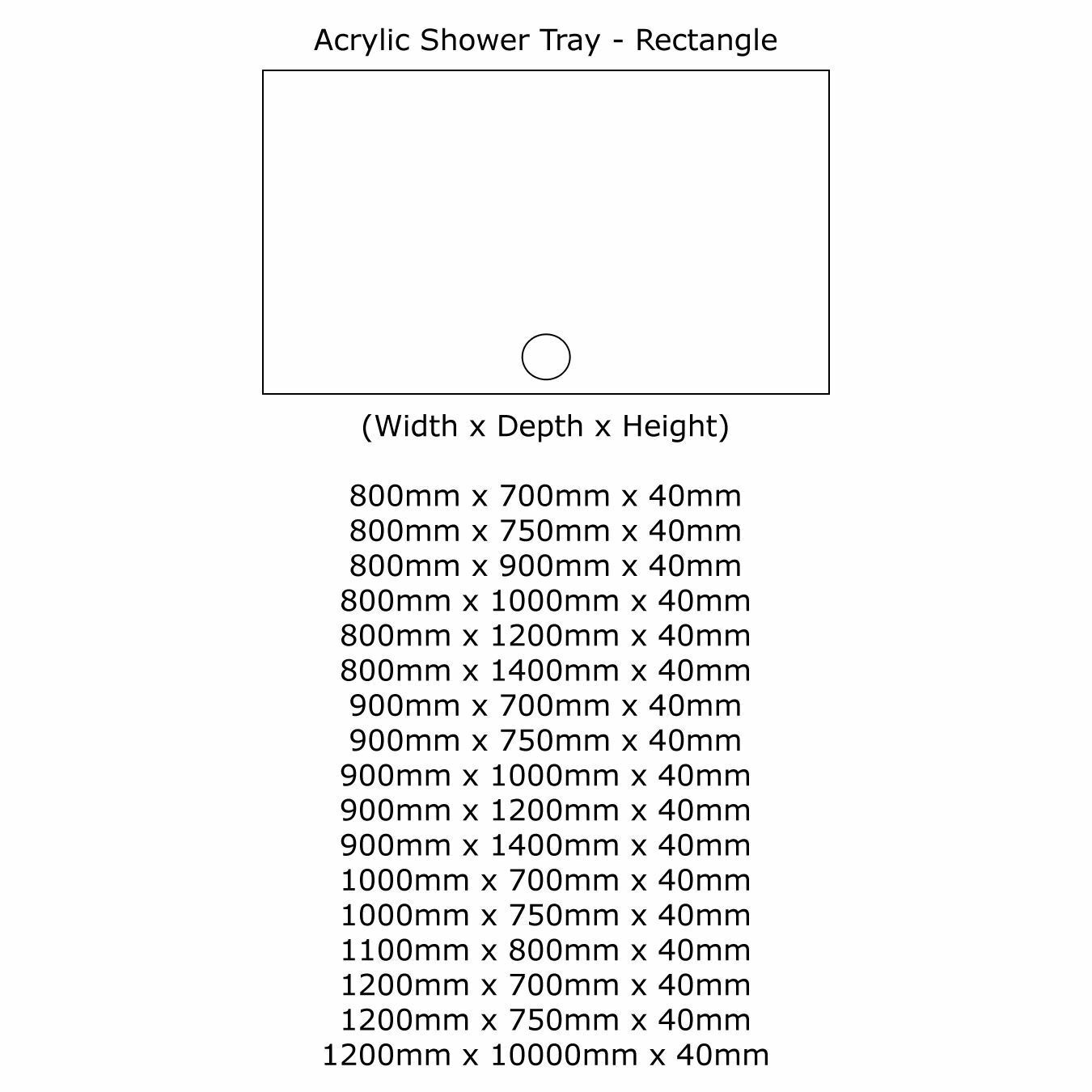 1000 X 800 Rectangular Shower Tray With Upstands Durastone Low Profile