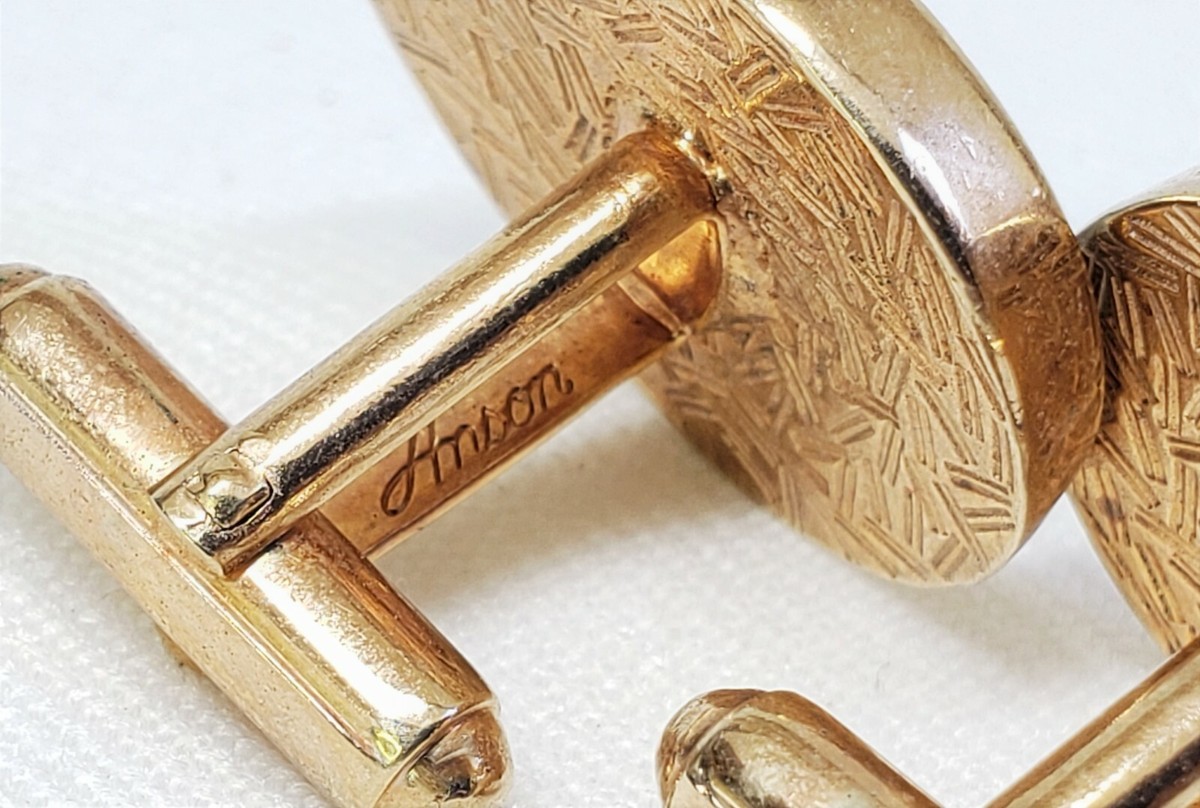 Boutons De Manchette Vintage Anson Dorés - Bijou Homme MT-45A, Occasion