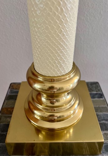DONT MISS OUT! STIFFEL Faux Leather Snakeskin Pattern Lamp/Shade, MCM, Art Deco - Picture 8 of 10