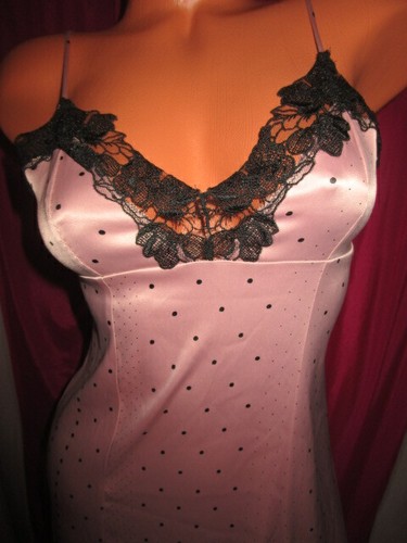 $119 VICTORIA'S SECRET LONG GOWN CHEMISE SATIN SLIP BLACK LACE ~ XS ~ NWT - Picture 10 of 12