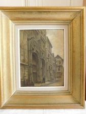 E. Poteau (19th-20th Century) "Portail Des Libraires Rouen" Oil On Panel 1891
