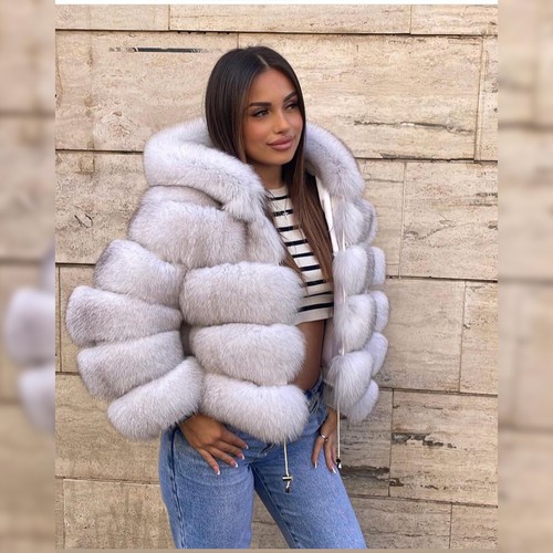 Women Genuine Fox Fur Short Jackets Hooded Winter Warm Real Fur Coats Overcoats - Bild 26 von 28