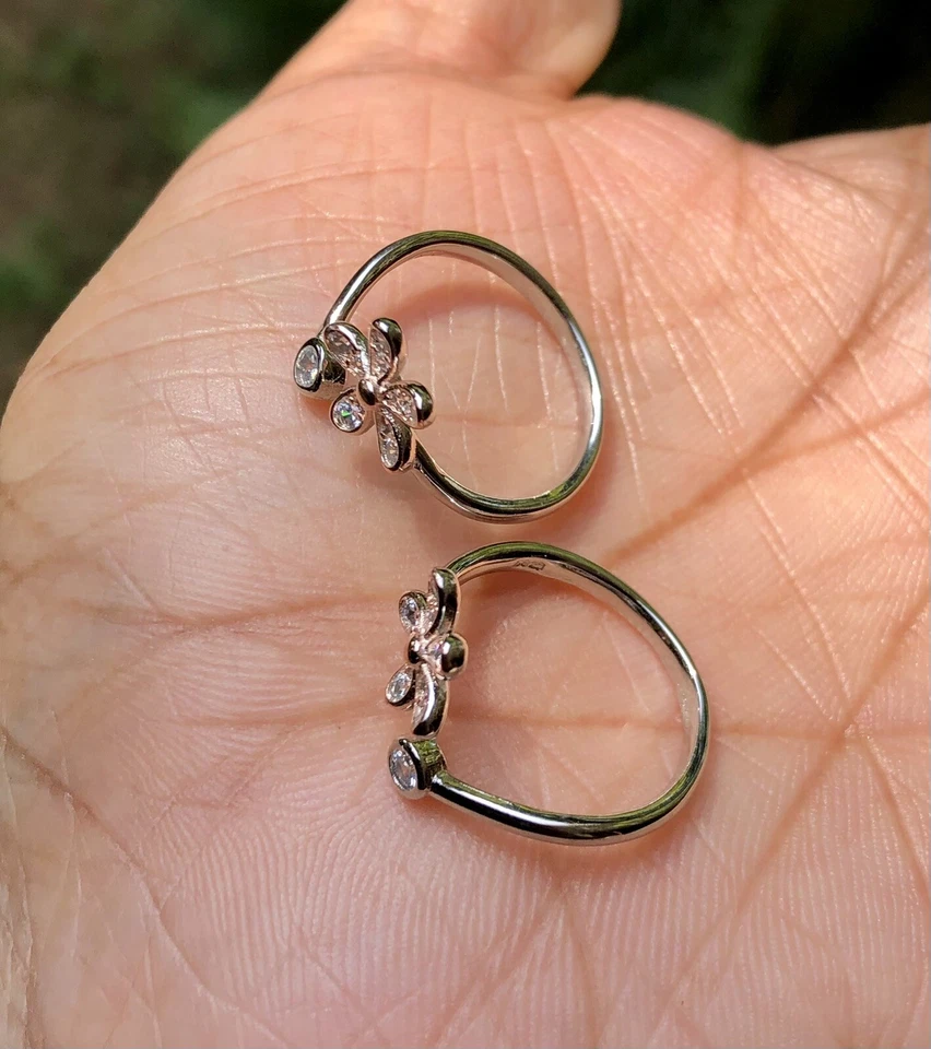 2 Stück 925 Sterling Silber + cz Zehenringe verstellbar, hochglanzpoliert, ve... - Bild 3 von 4