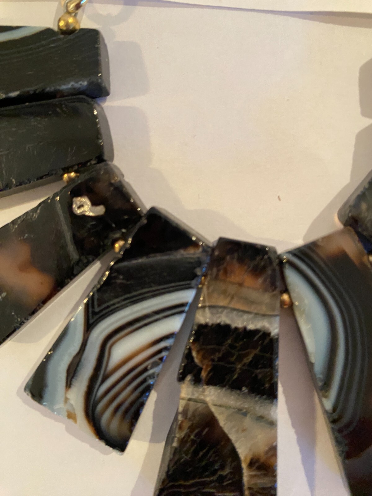 Signed Barse Black White Agate Slice Statement Ne… - image 10