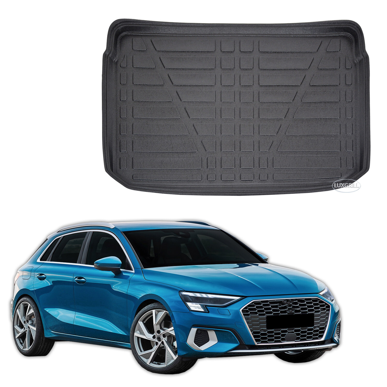 Tapis de coffre pour Audi A3 8Y Sportback en caoutchouc noir sur mesure