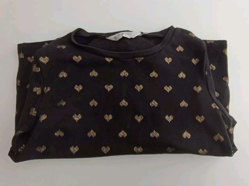 H&M Sweater Top Sparkly Gold Hearts Girls 8 - 10 Years - Picture 2 of 5