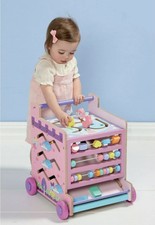 pink wooden activity cube